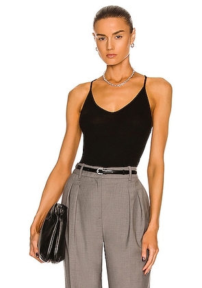 Enza Costa Stretch Silk Knit V Racer Tank Top in Black - Black. Size XL (also in ).