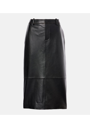 Vince Mid-rise leather pencil skirt