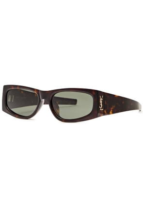Saint Laurent Rectangle-frame Women's Designer Sunglasses - Havana - Brown Havana - One Size