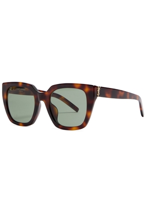 Saint Laurent Oversized Square-frame Designer Sunglasses - Brown - Brown Havana - One Size