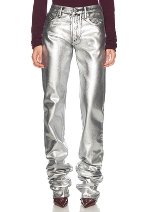 THE ATTICO Long Jeans in Silver - Metallic Silver. Size 24 (also in 28, 29).