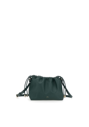 A.P.C. Ninon Green Mini Crossbody Bag With Drawstring Closure And Embossed Logo Lettering On The Front In Ecoleather