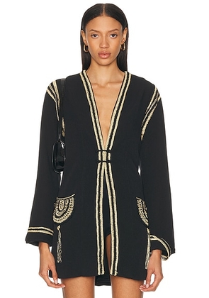 BODE Weedy Crochet Jacket in Black & Cream - Black. Size S (also in ).