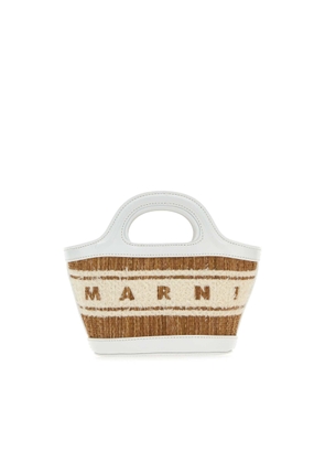Marni Two-tone Raffia And Leather Micro Tropicalia Summer Handbag