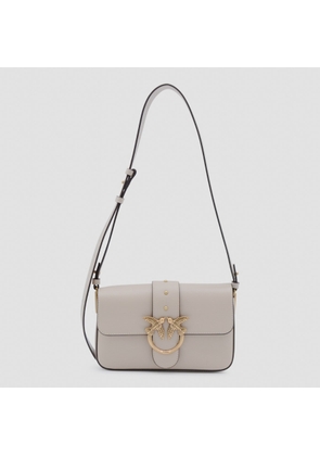Pinko Beige Leather Mini Love Shoulder Bag