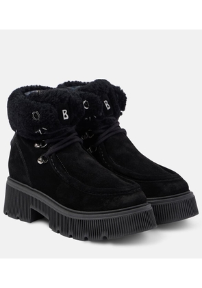 Bogner Shearling-trimmed leather ankle boots