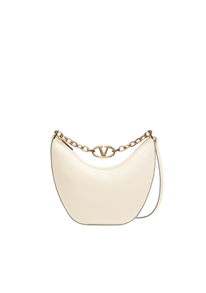 Valentino Garavani Ivory Leather Medium Hobo Vlogo Moon Shoulder Bag