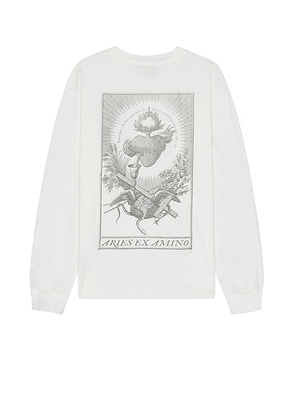 Aries Faded Aries Ex Amino Long Sleeve Tee in Off White - White. Size S (also in ).