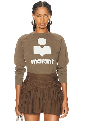 Isabel Marant Etoile Millyny Sweatshirt in Dark Bronze & Ecru - Olive. Size 34 (also in ).