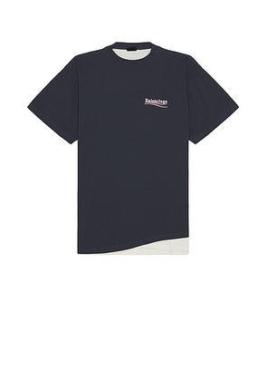 Balenciaga Double Tee in Marine Blue  White  & Red - Blue. Size 2 (also in 3).