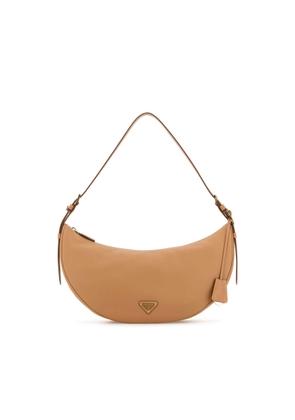 Peach Leather Large Prada Demi-Lune Crossbody Bag