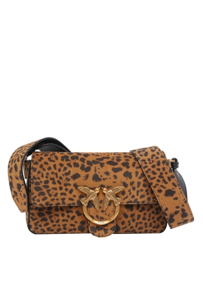 Pinko Mini Leopard Suede Slouchy Bag