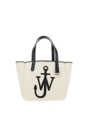 J.W. Anderson White Shopper With Jw Logo On The Front In Canvas And Leather