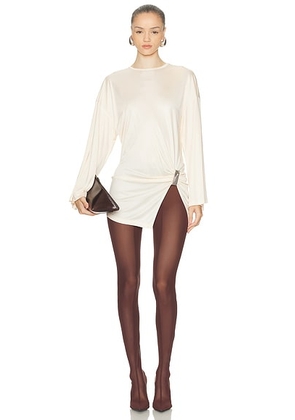 THE ATTICO Shiny Mini Dress in Ivory - Ivory. Size 40 (also in ).