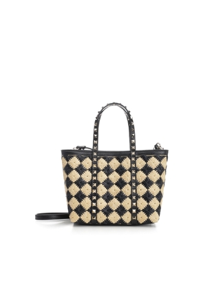 Valentino Garavani Embroidered Raffia Mini Rockstud Handbag