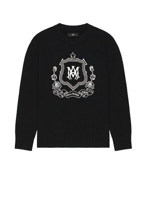 Amiri MA Crest Crew in Black - Black. Size S (also in XL/1X).