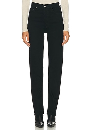 AGOLDE 90s Pinch Waist Long High Rise Straight Jeans in Cover - Black. Size 26 (also in 32, 33, 34).