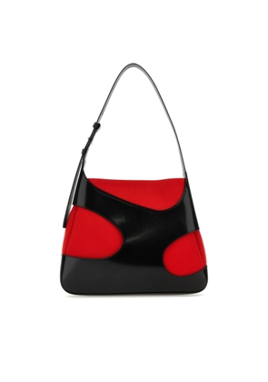 Ferragamo Two-tone Leather And Canvas Cut Out L Shoulder Bag