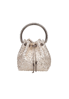 Jimmy Choo Bon Bon Satin Bag With Micro Net And Applied Stones
