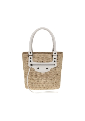 Balenciaga Le City Small Straw Shoulder Bag