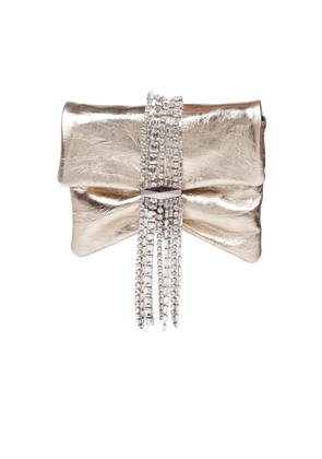 Jimmy Choo Zandra Clutch Bag In Metallic Leather With Platinum Color