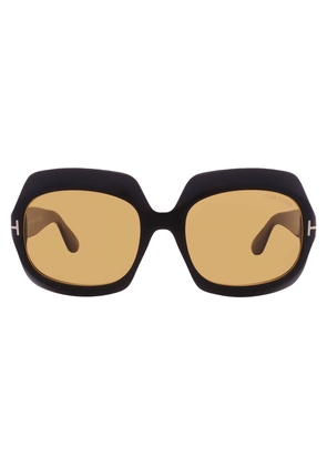 Tom Ford Ren Light Brown Square Ladies Sunglasses FT1155 01E 60