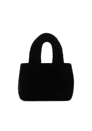 Amina Muaddi Black Shearling Amini Giuly Handbag