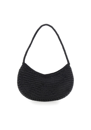 Dragon Diffusion Black Crossbody Bag With Concealed Magnetic Closure And Interwoven Design In Leather