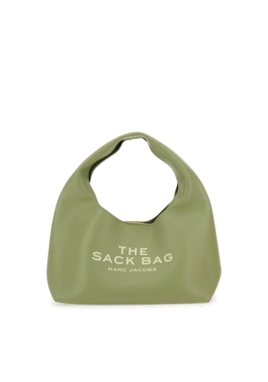 Marc Jacobs the Sack Green Shoulder Bag With Maxi Logo Lettering On The Front And Logo Patch On The Rear In Grained Leather Woman