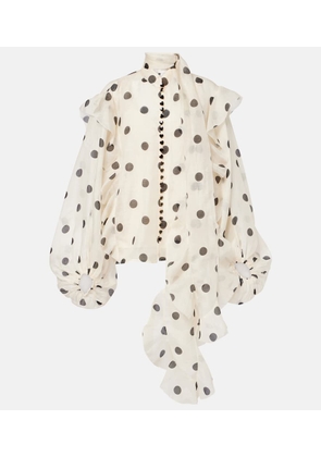 Zimmermann Crush polka-dot linen and silk blouse