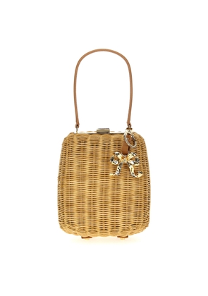 self-portrait brown Rattan Bag With Keychain Handbag