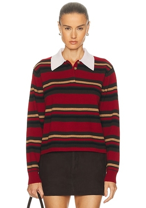 Guest In Residence Cropped Stripe Rugby Sweater in Ruby Combo - Red. Size M (also in ).