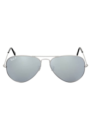 Ray Ban Aviator Mirror Polarized Silver Flash Aviator Unisex Sunglasses RB3025 019/W3 58