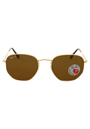 Ray Ban Hexagonal Flat Lenses Polarized Brown Unisex Sunglasses RB3548N 001/57 54