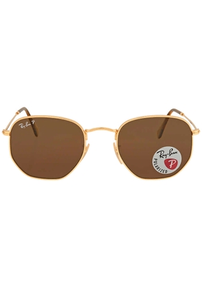 Ray Ban Hexagonal Flat Lenses Polarized Brown Unisex Sunglasses RB3548N 001/57 51