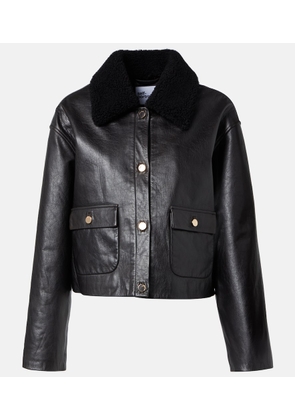 Self-Portrait Shearling-trimmed leather jacket