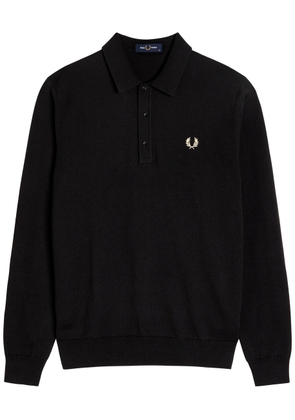 Fred Perry Logo-embroidered Wool-blend Polo Shirt - Black - XL