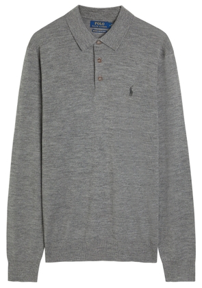 Polo Ralph Lauren Logo-embroidered Wool Polo Shirt - Charcoal - L