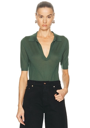 Gabriela Hearst Frank Polo Top in English Green - Green. Size S (also in XS).