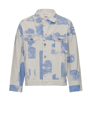 KidSuper Faces Collage Denim Jacket in Light Gray - Grey. Size S (also in ).