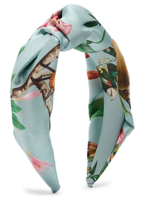 LA Double J Love Knot Printed Satin Headband - Blue - One Size