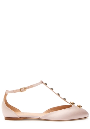 Chloe Celeste Embellished Satin Ballet Flats - Nude - 41 (IT41 / UK8)