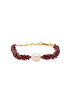 Anni LU Rodeo Beaded 18kt Gold-plated Bracelet - Burgundy - One Size