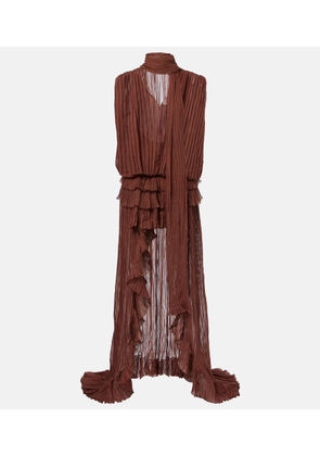 Blumarine Plisse silk chiffon gown