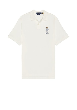 Polo Ralph Lauren Short Sleeve Artisan Mesh Novelty Bear Polo in Nevis - White. Size XL/1X (also in ).