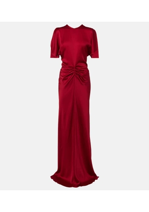 Victoria Beckham Caped gathered crepe satin gown