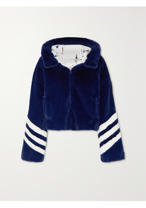 Perfect Moment - Noelle Hooded Striped Faux Fur Jacket - Blue - x small,small,medium,large,x large