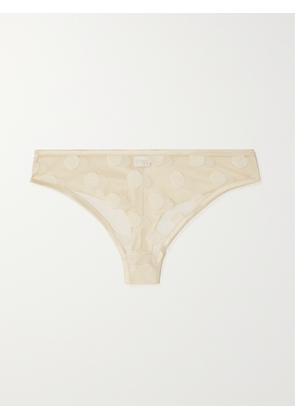 Eres - Autan Polka-dot Stretch-leavers Lace And Satin Briefs - Cream - FR 36,FR 38,FR 40,FR 42,FR 44