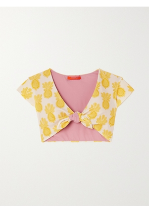 La DoubleJ - Bardot Tie-front Printed Bikini Top - Yellow - xx small,x small,small,medium,large,x large,xx large