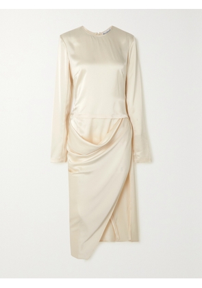 JW Anderson - Asymmetric Draped Satin Midi Dress - Ivory - UK 6,UK 8,UK 10,UK 12,UK 14